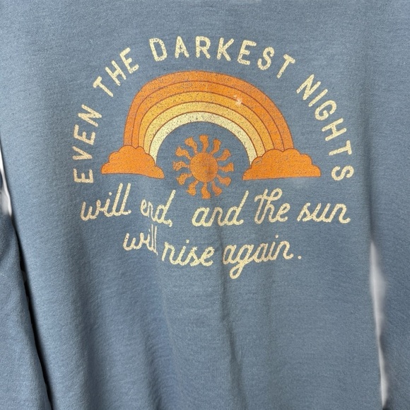 Gildan Sweatshirt Rainbow 3XL Even Darkest Nights Will End Sun Rise Heavy READ - Picture 2 of 9